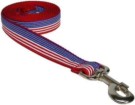 Xsmall American Flag Dog Leash: 1/2 de largura, 4 pés de comprimento - feito nos EUA