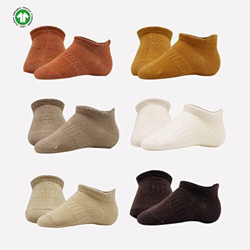 Bistyle Baby Grip Socks 6 pares | Recém -nascidos crianças crianças algodão sem costura | Crianças meninas meninas tornozelo