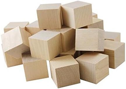 30pcs inacabados de madeira blocos em branco Cubos de madeira quadrada para artesanato e escultura em branco liso Blocos