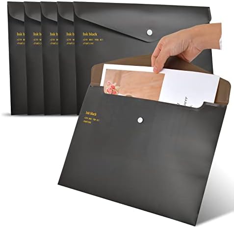 6pcs a4 envelope plástico preto com encerramento de encerramento Snap Snap Project Project Envelope Arquivo Envelopes