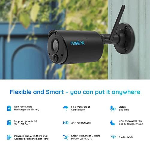 Reolink Security Camera sem fio solar ao ar livre, sem taxa mensal, 1080p, conversa bidirecional, visão noturna, detecção