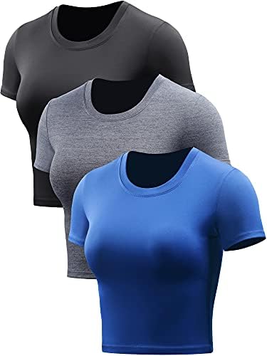 CROLHA DE TRAÇÃO DA CADMUS Tops Women Racerback Dry Fit Athletic camisetas de manga curta 3 Piecese