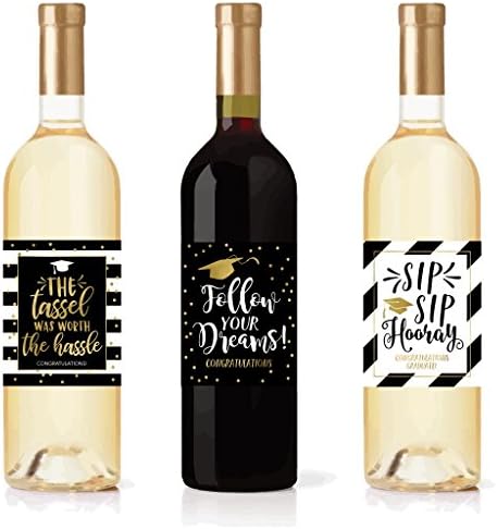 5 presentes para rótulos de vinho da graduação para garrafas - Presentes legais de graduação para ele, presentes de graduação