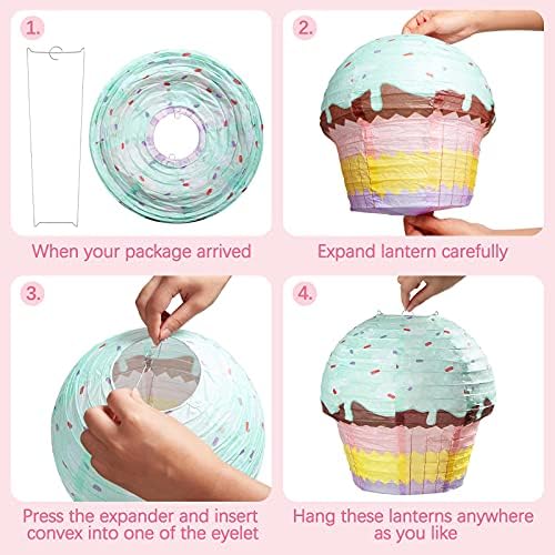 12 polegadas Cupcake Papold Paper Lanternas Donut Hanging Paper Lanterns