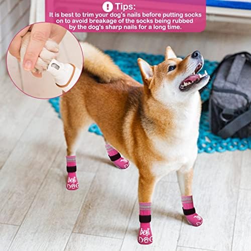 Mihachi Anti-Slip Dog Socks-3 pares Lado duplo não deslize a proteção da pata de cachorro com tiras ajustáveis, fortes protetores