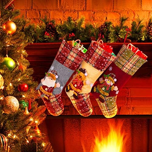Meias Toyvian Christmas Socks Socks Gift Sacos de Candy Socks para a cabeceira da árvore de Natal, pacote de 3