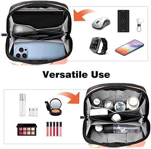 Organizador eletrônico Small Travel Cable Organizer Bag para discos rígidos, cabos, carregador, USB, cartão SD, desenho animado de lhama