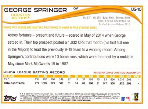 2014 Topps Update Baseball #US-10 George Springer Rookie Card