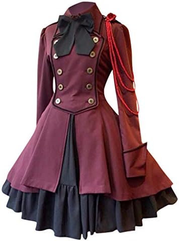 Vestidos narhbrg steampunk para mulheres meninas vestido gótico vestido de colarinho quadrado de colarinho longo