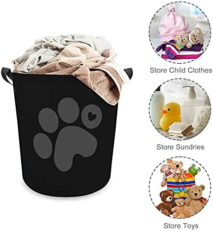 Pata de cachorro impressa o oxford pano cesto de lavanderia com alças de cesta de armazenamento para organizador de brinquedos,