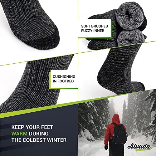 Alvada Merino Wool Hucking Socks Térmica Crepeira Térmica Meia de Inverno de Inverno para homens e mulheres 3 Pares