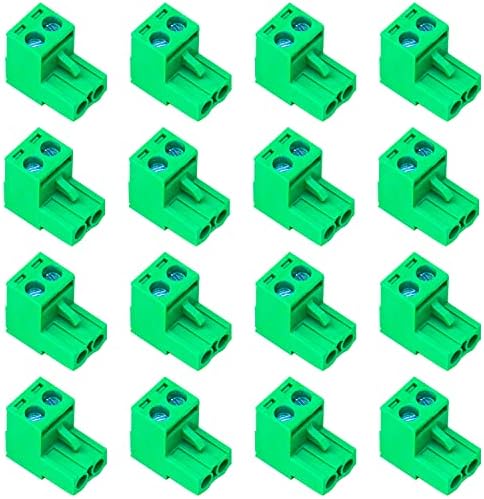 Keszoox 20 pacote 5,08mm Pitch Green Phoenix Tipo de conector 2 pino PCB Bloco de terminal de parafuso PCB