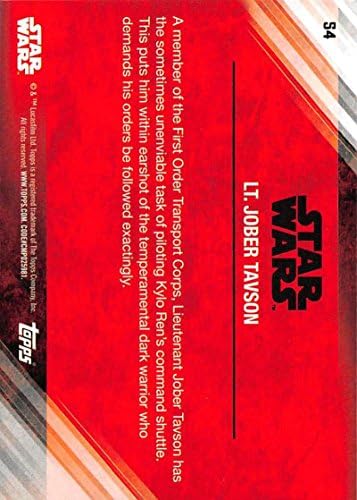 2017 Topps Star Wars The Last Jedi Purple Trading Card 54 Lt. Jober Tavson