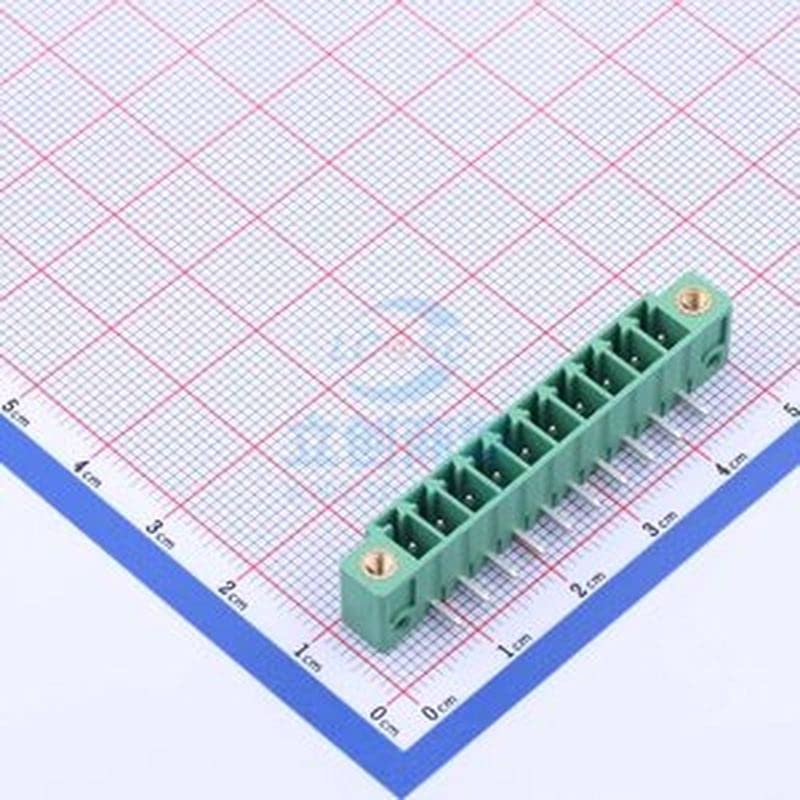 2 PCs 3,81 mm Número de linhas: 1 número de pinos por linha: 10 terminais de plug-in de pino de ângulo P = 3,81 mm