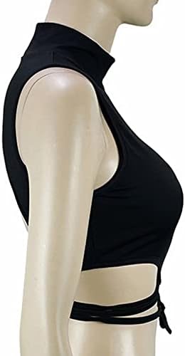 Blusa sem costas para mulheres bandagem colorida sólida black tops sem mangas e sexy túnica de túnica de túnica