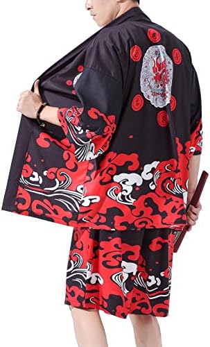 Prijouhe Men's Japanese estilo Kimono Tops Conjunta