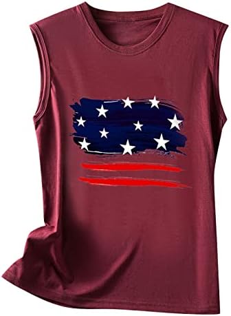 Tanques de bandeira dos EUA Tops para mulheres 4 de julho Tampas de tampas Camisas Independência Dia American Bandy Camisetas