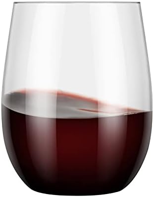 Dannke 48 Plástico de vidro de vinho sem haste, copos de vinho plástico de 12 onças para festas para festas copos de festa descartáveis, copos de vinho descartáveis, copos de vinho de plástico, copos de vinho plástico plástico copo de vinho plástico