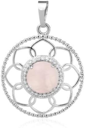 Colares de flor da vida de reiki pingente redondo rosa roxo gem natural gem pedra cristal colar de quartzo pêndulo azul cadeia