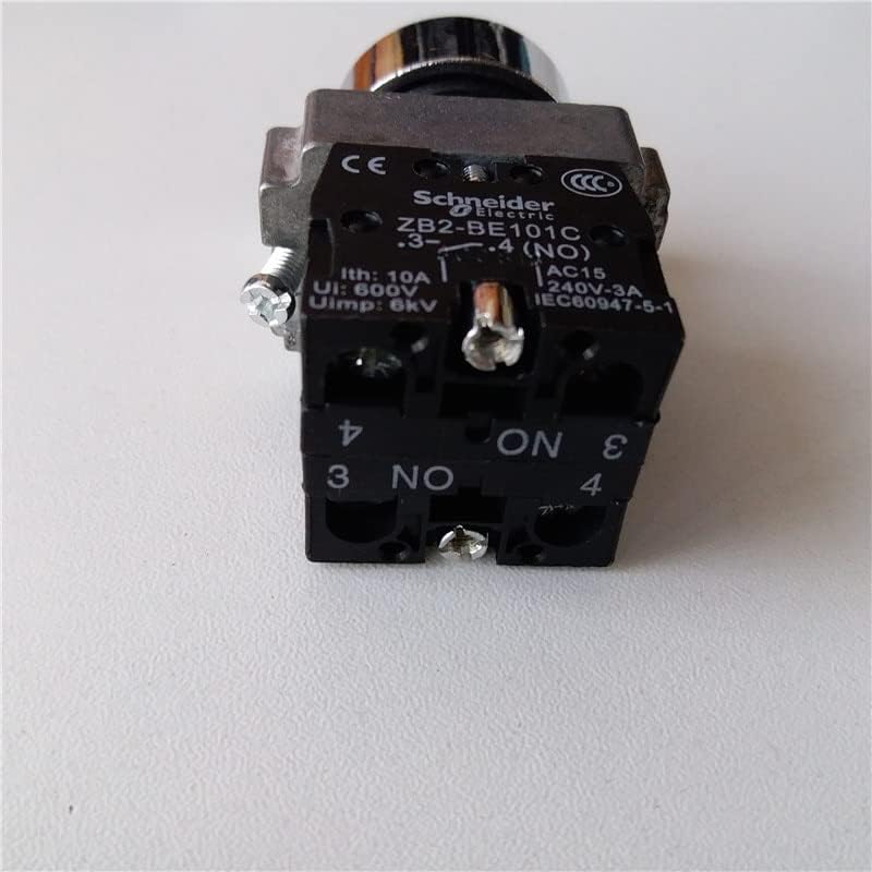 3pcs interruptor de cabeça plana botão de redefinição automática XB2-BA33C 240V 3A Green Dois Normalmente abertos em contato com prata dupla 22mm 22mm