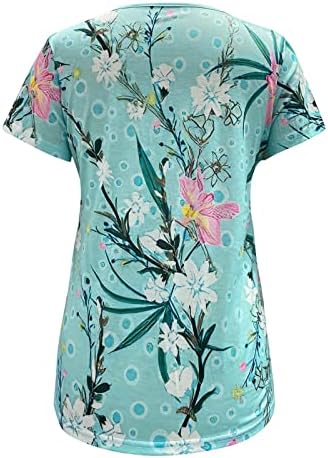 Summer Womens Manga curta V pescoço floral impressa camisetas camisetas casuais camise