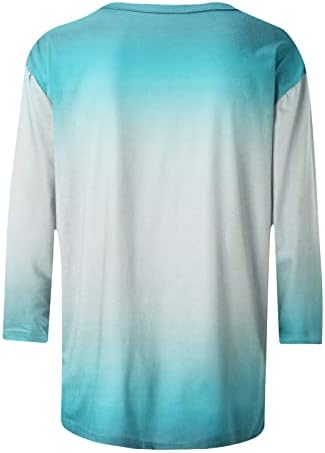 Camise de blusa de verão no outono para Lady 2023 Roupas 3/4 manga Crew algodão Capri Capri Tie Dye Camisa Casual C5 C5
