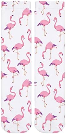 WeedKeycat Funny Pink Flamingos Meias grossas Novidade impressão engraçada gráfica casual casual meias de tubo médio para inverno