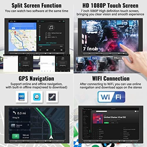 Sixwin Din Din Din Android Car Rádio Estréreo 7 polegadas Tela de toque Android Android com Rádio CarPlay Android Auto Car com Bluetooth Multimedia Player com câmera de backup WiFi GPS Navigation FM RDS EQ SWC