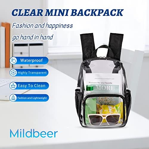 Mini mochila de MildBeer Clear, estádio aprovado pelo Mini PVC Plástico Plástico à prova d'água Extra Clear Backpack para viagens de segurança, concertos, eventos esportivos