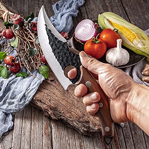 Faca de despensa, faca de açougueiro de cutelo de carne de 6 polegadas 5cr15 mão forjada faca afiada cortando faca de cozinha de cozinha por jjky