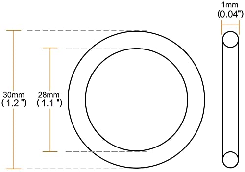 20 PCS 30mm od 1mm de espessura preto o anel de anel arruela Substituição adorável e profissional