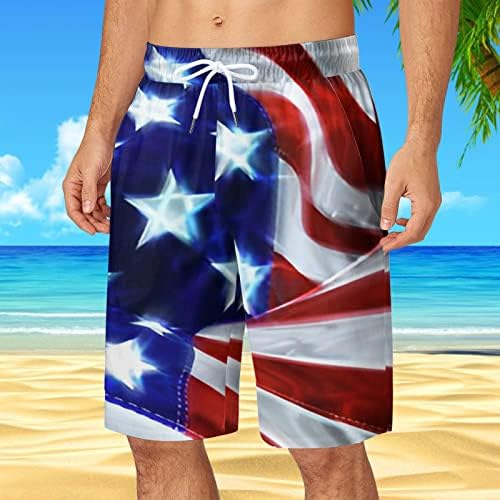 4 de julho Shorts para homens para homens Casual 2 em 1 moda de banho elástico cintura confortável impressão de férias