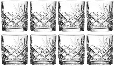 Copos de uísque de arte royalty - conjunto de 4 copos de cristal premium com o design distinto de Kinsley - perfeito para bourbon, uísque, uísque e coquetéis - presente ideal para entusiastas do uísque 10,6 oz