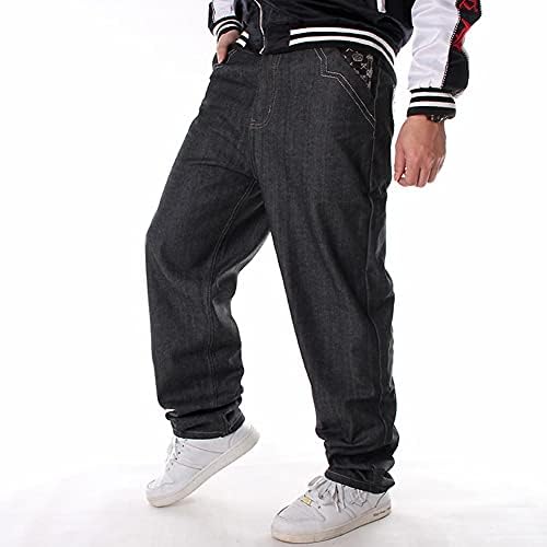 Jeans de salgadinhos de Ruiatoo masculino Classic Plain Relaxed Fit Hip Hop