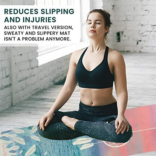 Yoga Hero 2 em 1 tapete de ioga impressa para mulheres e homens tapete de ioga com camurça vegana de transporte e borracha natural - tapetes de ioga não deslizantes para treino ou estúdio em casa