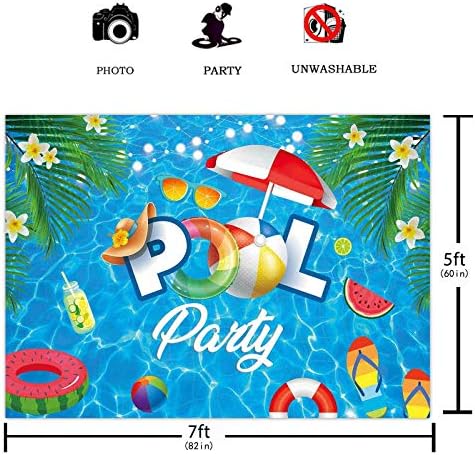 FunnyTree 7x5ft Pool Party Faculdade de verão Bolas de natação Lifebuoy Water Water Ripple Hawaiian Background Kids menino menina