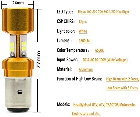 Qymoto hisun led lâmpada lâmpada hi/lo feixe para utv ATV 400 500 700, eixo 500 700, Massimo MSU500, Coleman Utv （FIT AC