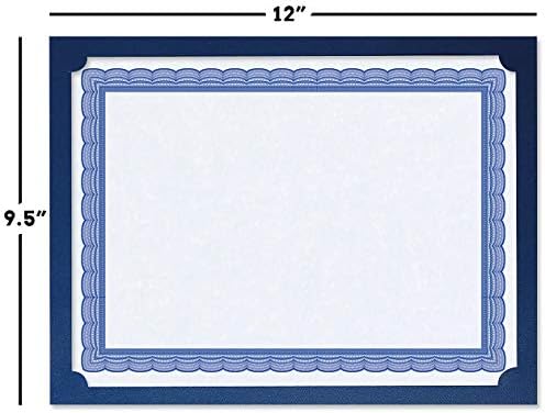 Titulares de certificação azul simples-pacote de 50, tampa de linho 80 lb. estoque, cantos de corte unilateral,