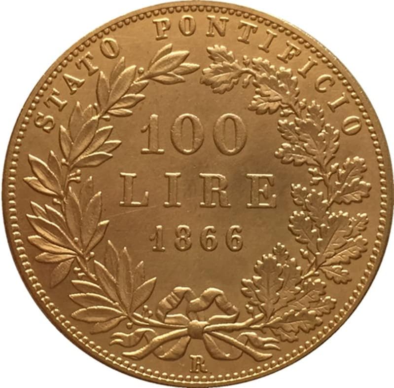 1866 moeda italiana 100 lira lira pura cobre ouro banhado antigo dollo de prata moeda de artesanato coleta