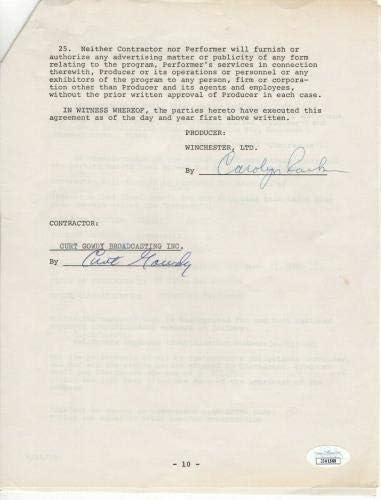 Curt Gowdy assinou contrato comercial autografado Red Sox 1976 JSA JJ41569 - MLB Cut Signatures