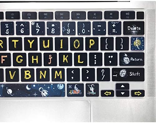 Protetor de tampa do teclado de silicone wslucko para 2020 Apple MacBook Air 13,3 polegadas com ID de toque, protetor de pele de silicone com grande design de cartas, Space Man