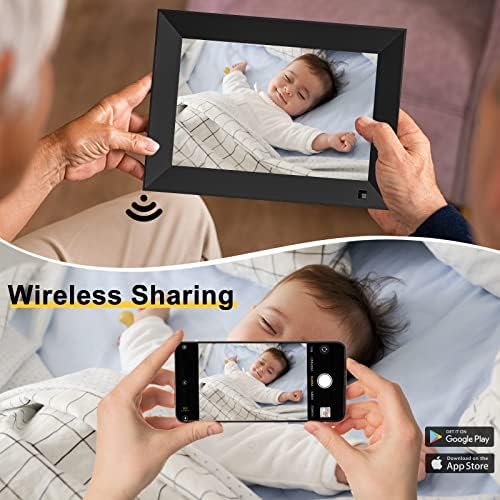 Arktronic 10,1 polegadas Smart Wi -Fi Digital Picture Frame 16GB, moldura de foto digital com tela de toque HD IPS, fácil de usar, compartilhe instantaneamente fotos/vídeos por aplicativo ou email, presente para o Dia das Mães