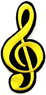 TH Amarelo Clef Shef Sheet Note musical Música G Músico SIGN DIY Bordado costurar em ferro em patch para mochilas Jeans Jeans