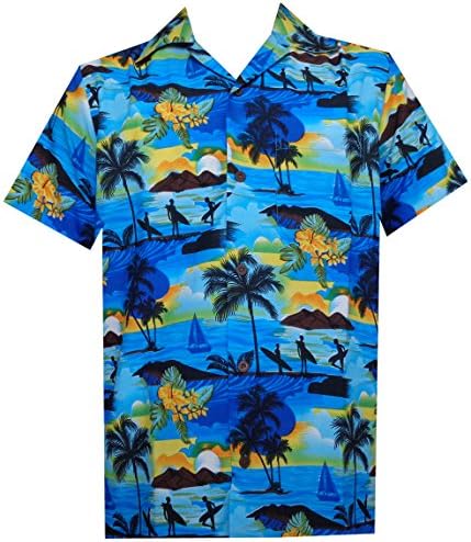 Camisa havaiana casual alvisual para homens de manga curta