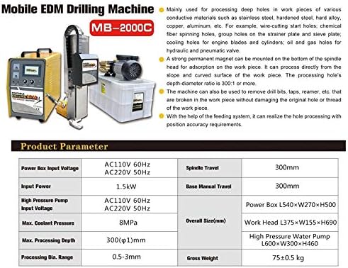 Máquina de perfuração de orifício EDM portátil móvel 0,5-3mm Máquina de perfuração EDM