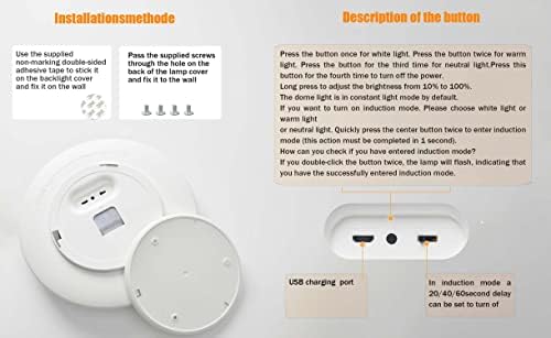 Zhawete recarregável teto LED Sensor de movimentos de movimentos leves Interior USB Recarregável Bateria Retor de iluminação