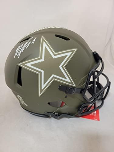 Micah Parsons assinado Cowboys STS Speed ​​Speed ​​Haphe Helmet Fanatics CoA - Capacetes NFL autografados