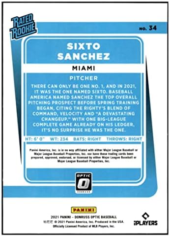Sixto Sanchez RC 2021 Donruss Optic 34 ROOKIE NM+ -MT+ MLB Baseball Marlins classificados