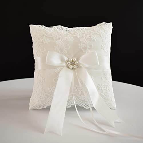Atailove Ivory Wedding Flower Girl Basket and Ring Porter Pillow Set, cetim cestas de flores de renda de fada para menina florida