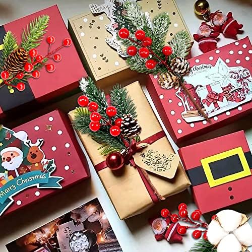 12pcs Escolhas artificiais de Natal para decorações de árvores de Natal Várias hastes de azevinho com pinheiros e bagas